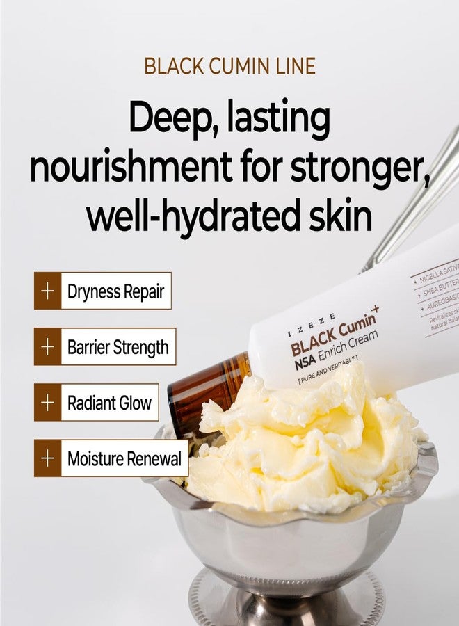 IZEZE BLACK Cumin NSA Enrich Cream 1.69 fl.oz, 50 ml | Antiwrinkle Moisturizer, Barrier Repair and Nourishing, Korean Skincare for Dry Skin, Skin Cream for Aging Skin - Image 2